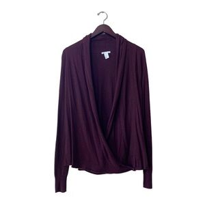 H&M Purple Wrap Front Convertible Wool Blend Sweater Cardigan Size L